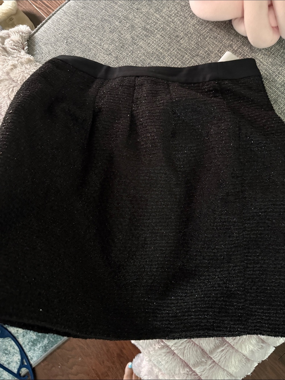 LOFT Black A-Line Sparkle Skirt